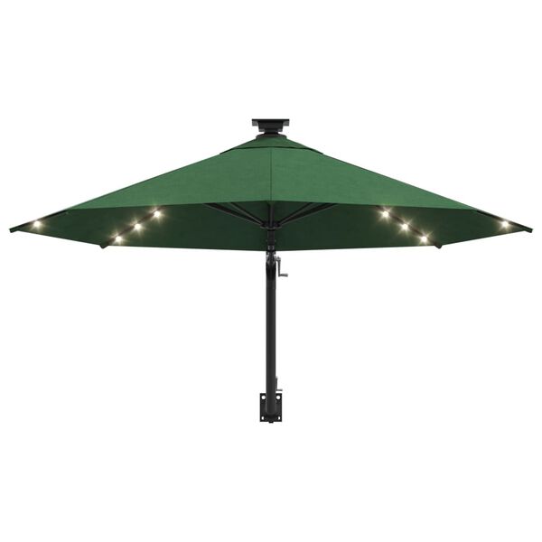 vidaXL Parasol mural de jardin avec LED 300 cm vert