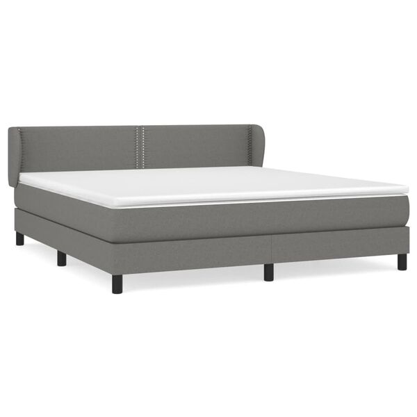 vidaXL Sommier &agrave; lattes de lit avec matelas Gris fonc&eacute; 160x200cm Tissu