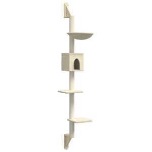vidaXL Arbre &agrave; chat mural avec griffoir cr&egrave;me 187 cm