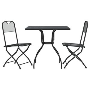 vidaXL Ensemble &agrave; manger de jardin 3 pcs anthracite m&eacute;tal maille