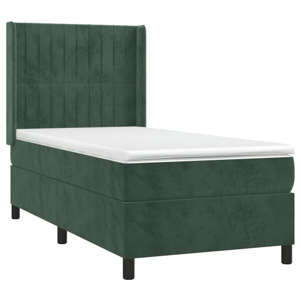 vidaXL Sommier &agrave; lattes de lit et matelas Vert fonc&eacute; 80x200 cm Velours