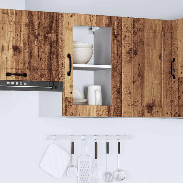 vidaXL Armoire murale de cuisine avec porte en verre Porto vieux bois