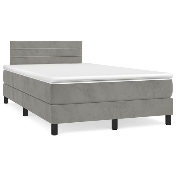 vidaXL Sommier &agrave; lattes de lit avec matelas LED gris clair 120x190 cm