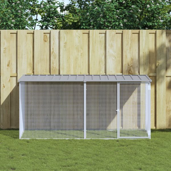 vidaXL Cage à poulets avec toit gris clair 203 x 98 x 90 cm en acier galvanisé