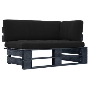 vidaXL Canap&eacute; d'angle palette de jardin noir bois de pin impr&eacute;gn&eacute;
