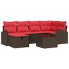 vidaXL Ensemble de Canap&eacute;s avec coussin Marron et rouge polyrotin