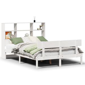 vidaXL Lit biblioth&egrave;que sans matelas blanc 120x190 cm bois pin massif