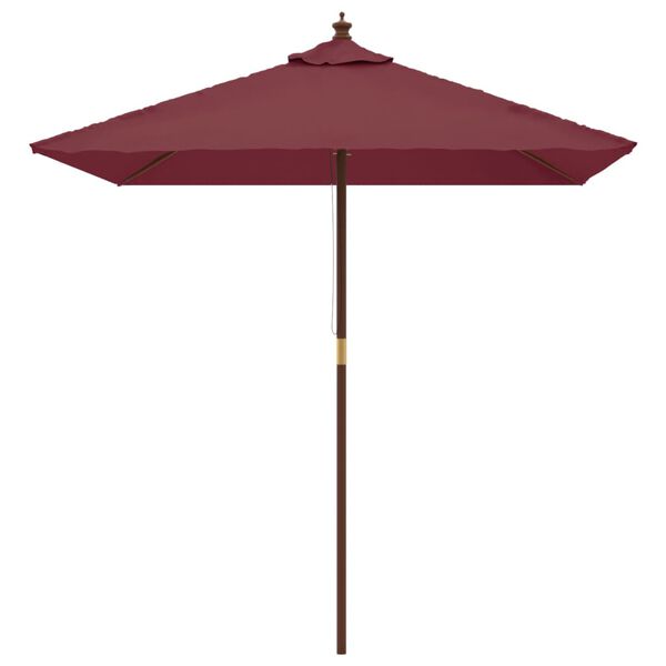 vidaXL Parasol de jardin avec m&acirc;t en bois rouge bordeaux 198x198x231cm