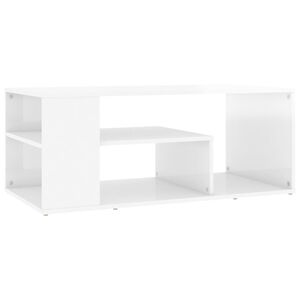 vidaXL Table basse blanc brillant 100x50x40 cm bois d'ing&eacute;nierie