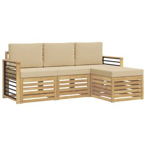 vidaXL Ensemble de canap&eacute;s d'ext&eacute;rieur 4 pc Blanc et Beige Polyester
