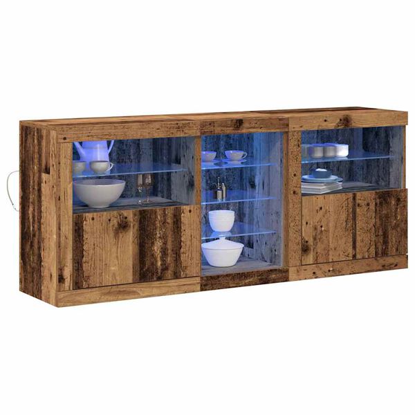 vidaXL Buffet LED Bois ancien 162 x 37 x 67 cm Bois d'ing&eacute;nierie