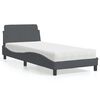 vidaXL Lit avec matelas Dover gris fonc&eacute; 90x190 cm velours