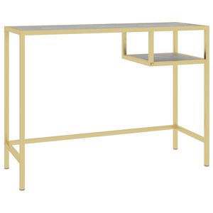 vidaXL Bureau d'ordinateur Marbre noir 100x36x74 cm Verre tremp&eacute;