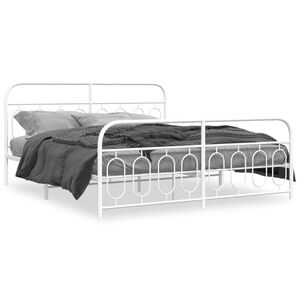 vidaXL Cadre de lit m&eacute;tal sans matelas et pied de lit blanc 180x200 cm