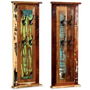 vidaXL Porte-manteau 2 pcs Bois de r&eacute;cup&eacute;ration massif 38x100 cm