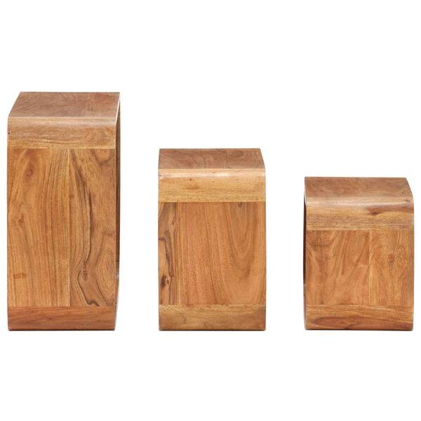 vidaXL Tables d'appoint 3 pcs Bois d'acacia solide avec finition miel