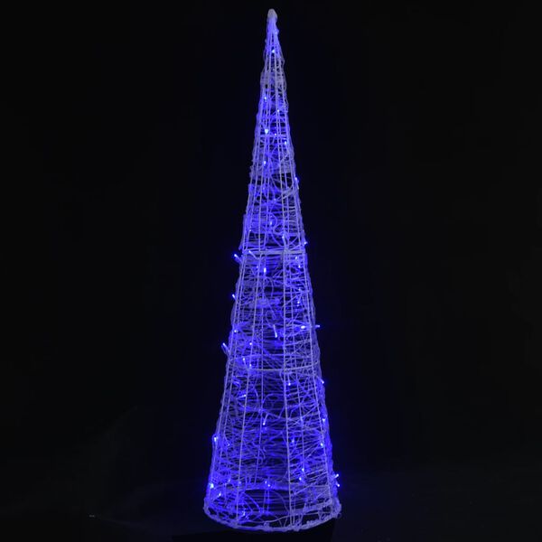 vidaXL C&ocirc;ne lumineux d&eacute;coratif pyramide &agrave; LED Acrylique Bleu 120 cm