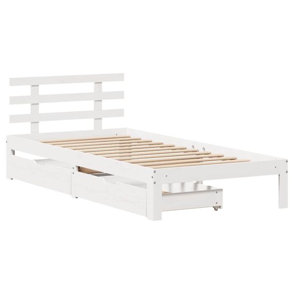vidaXL Cadre de lit avec tiroirs sans matelas blanc 90x190 cm