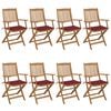vidaXL Chaises pliables de jardin lot de 8 avec coussins Bois d'acacia