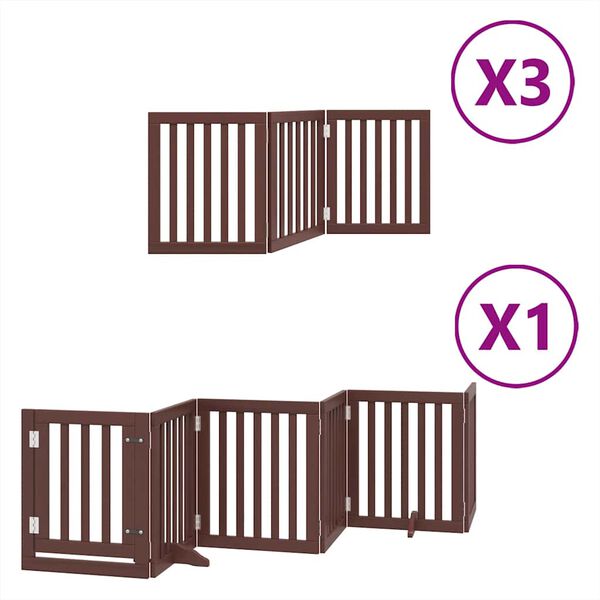 vidaXL Barri&egrave;re pour chien porte pliable 15 panneaux bois de peuplier