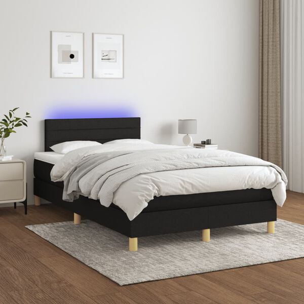 vidaXL Sommier &agrave; lattes de lit avec matelas LED Noir 120x200 cm Tissu