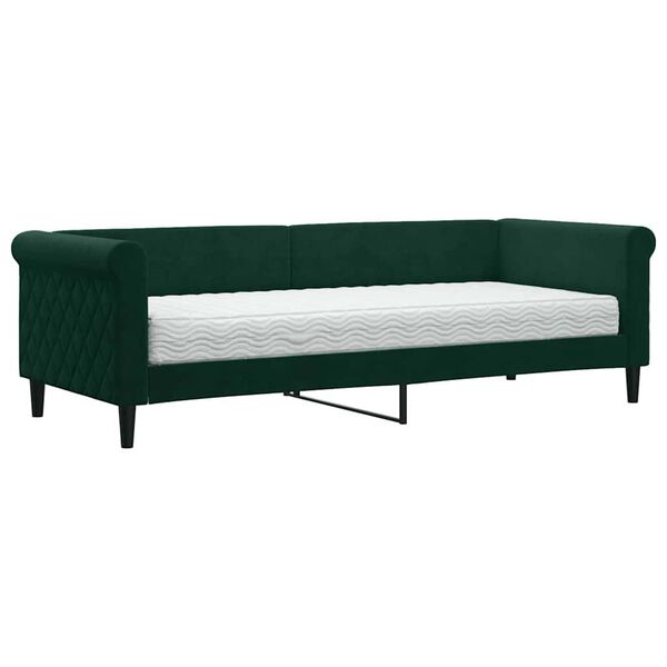 vidaXL Lit de jour avec matelas vert fonc&eacute; 80x200 cm velours