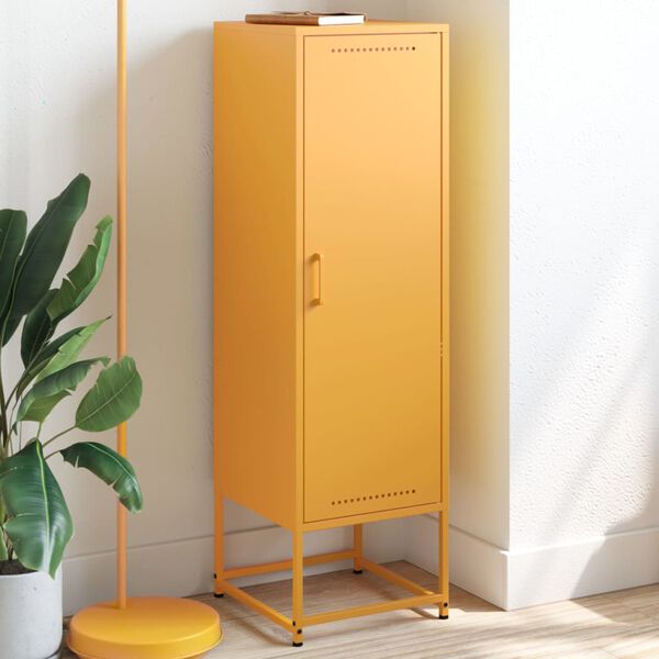vidaXL Buffet jaune moutarde 36x39x123 cm acier