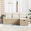 vidaXL Ensemble de canap&eacute; de jardin 4 pcs Beige Poly rotin