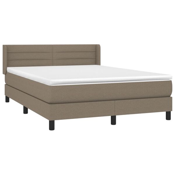 vidaXL Sommier &agrave; lattes de lit avec matelas Taupe 140x190 cm Tissu