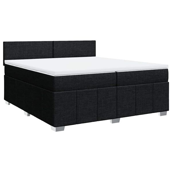 vidaXL Sommier &agrave; lattes de lit avec matelas Noir 200x200 cm Tissu