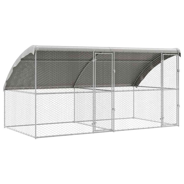 vidaXL Kennel pour Chiens 2 pcs Argent&eacute; 4 x 2 x 2 m Acier galvanis&eacute;
