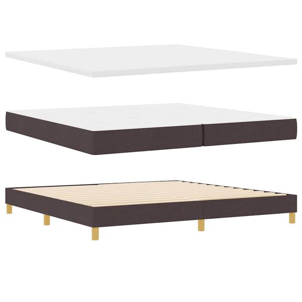 vidaXL Lit &agrave; ressorts avec matelas Marron fonc&eacute; 200 x 200 cm Polyester