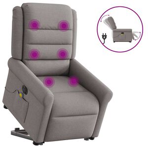 vidaXL Fauteuil inclinable de massage &eacute;lectrique Taupe Tissu