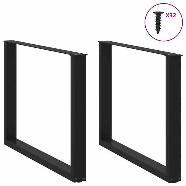 vidaXL Pieds de table à manger en U 2 pièces Noir 100 x (72-73) cm Acier