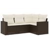 vidaXL Salon de jardin 4 pcs avec coussins marron r&eacute;sine tress&eacute;e