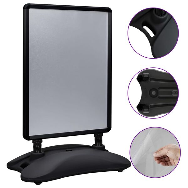 vidaXL Support d'affiche A1 &agrave; base d'eau Noir Alliage d'aluminium