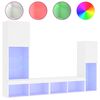 vidaXL Unit&eacute;s murales TV avec LED 4 pcs blanc bois d'ing&eacute;nierie