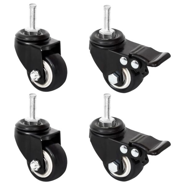 vidaXL Roues pour jardinière 4 pcs noir 8x3,5x8 cm fer