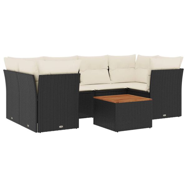 vidaXL Salon de jardin 7 pcs avec coussins noir r&eacute;sine tress&eacute;e