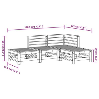 vidaXL Salon de jardin 4 pcs noir bois massif de pin