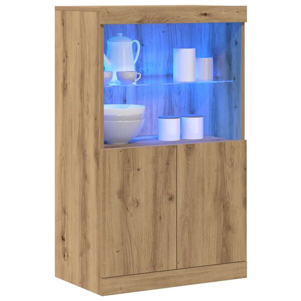 vidaXL Buffet LED Marron 60 x 37 x 100 cm Bois d'ing&eacute;nierie
