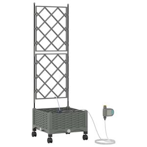 vidaXL Porte-plante de jardin avec irrigation et roues Gris clair PP
