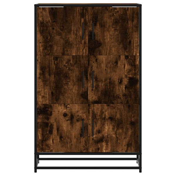vidaXL Buffet haut ch&ecirc;ne fum&eacute; 68x35x106,5 cm bois d'ing&eacute;nierie m&eacute;tal
