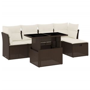 vidaXL Salon de jardin avec coussins 6 pcs marron r&eacute;sine tress&eacute;e