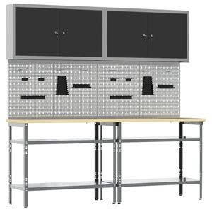 vidaXL Ensemble d'&eacute;tabli 8 pc Noir et gris Acier enduit de poudre