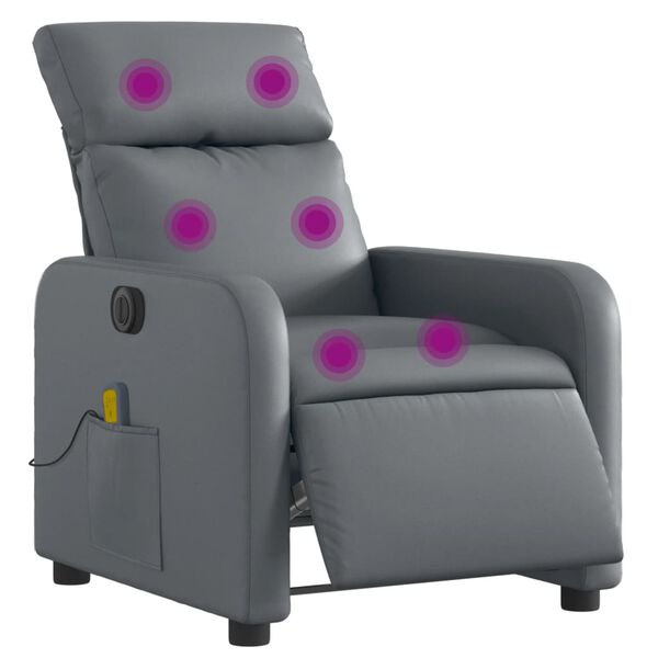 vidaXL Fauteuil de massage inclinable électrique gris similicuir