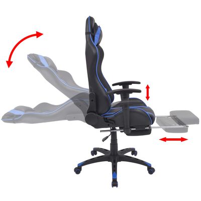 vidaXL Chaise de bureau inclinable avec repose-pied Bleu