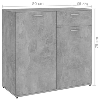 vidaXL Buffet gris béton 80x36x75 cm bois d'ingénierie