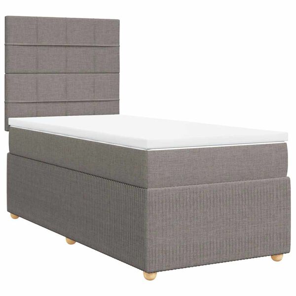 vidaXL Sommier &agrave; lattes de lit avec matelas Taupe 100x200 cm Tissu
