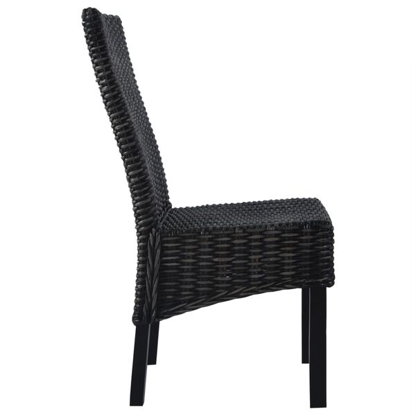 vidaXL Chaises à manger lot de 2 noir rotin kubu et bois d'acajou
